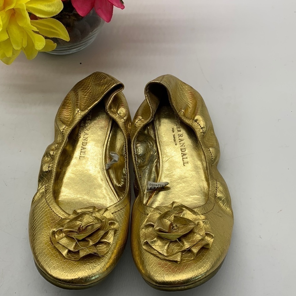 Loeffler Randall Gold Floral Ballet Flats